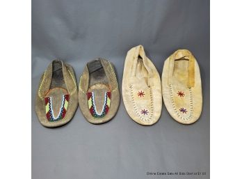 Two ( 2) Pairs Of Beaded Moccasins