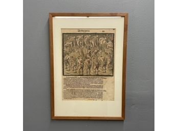 1631 Illustrated Manuscript Page Of Tupinamba Indians Observed By Hans Staden