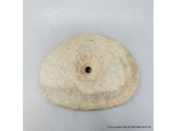 Antique Flat Stone With Drilled Hole