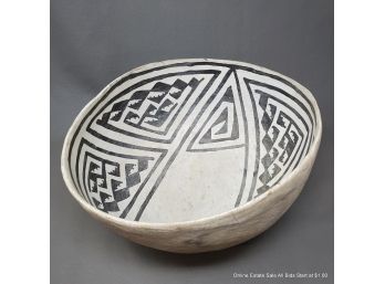 Pre-Columbian,  Mimbres Painted Black And White Pottery Bowl