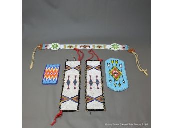 Native American Beadwork With Leather, Canvas And Brass