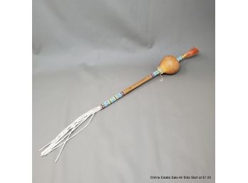 Peyote Rattle Likely Apache With Superfine Beadwork
