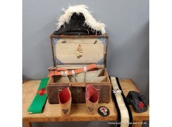 Trunk Of Knights Templar Vestment Case With Hat, Sashes, And More