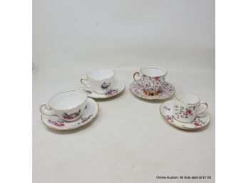 Lot Of Four (4) Bone China Teacups With Saucers