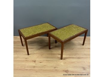 Pair Of Handmade Tiled Rectangular Accent Tables