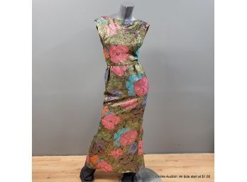 Lee Claire New York Sparkly Floral Print Sleeveless Dress