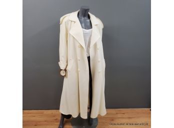 Coverups Wool/Polyester Blend Ivory Overcoat