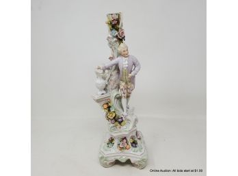 Antique Porcelain Meissen-Style Candlestick Holder