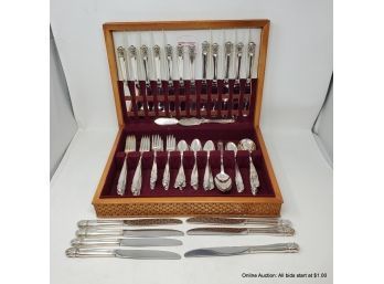 Holmes & Edwards International Silver-Plated Flatware Set In A Pine Box