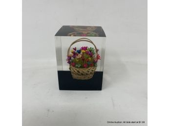 Acrylic 3' X 2.5' X 2.5' Flower Basket Paperweight