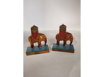 Painted Copper 4.5' X 3.75' Elephant Bookends