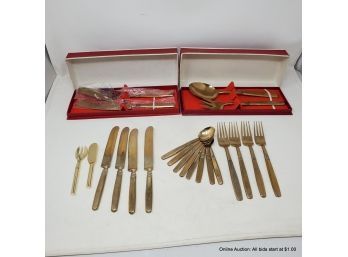 Set Of Brass Thai Flatware 22 Pieces