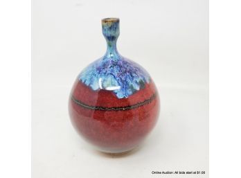 Glazed Signed Pottery Vase