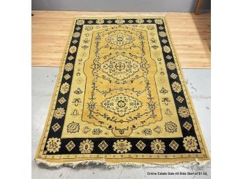 Gold And Black Wool Pile Rug 6' X 9'
