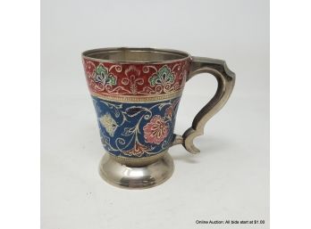 Enameled White Metal Cup, Made In India