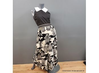 Sandine Originals New York Sleeveless Dress With Polka Dots Bodice And Penguin Print Skirt