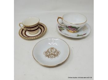 Lot Of Two (2) Teacups With Saucers And Extra Saucer