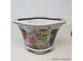 Chinese Porcelain Hand-painted Vessel On Stand 14' X 10' X 9'