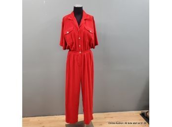 Saint Germaine Paris Red Polyester Jumper With Elastic Waist And Pockets