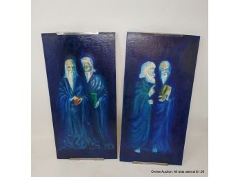 Pair Of Original Acrylic On Canvas Panel Paintings, Signed By Gomberg