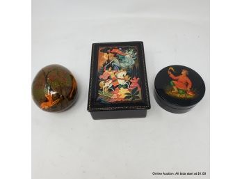 Lot Of Decorative Lacquered Lidded Boxes