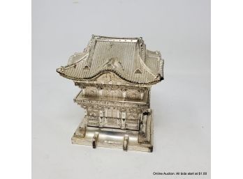 Pagoda Style White Metal Cigarette Holder And Dispenser