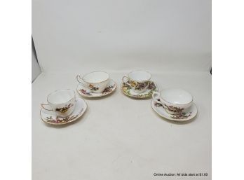 Lot Of Four (4) Bone China Teacups With Saucers