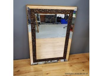 Mid Century Wall Mirror With Mirrored Frame Size 27' X 38'