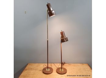 Pair Of Mid Century Telescoping Brown Metal Table Lamps