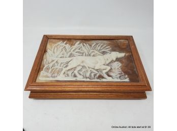 Hunting Dog Jewelry Box Cast Resin And Oak