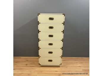 6-drawer Tall & Skinny Campaign-style Dresser With Brass Hardware