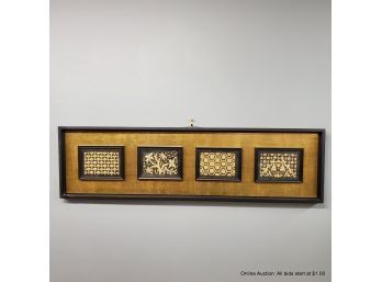 Embriodered Gold And Silver Toned Beads And Wirework Panels In Frame (1of 2 Available) Frame Size 12' X 43.5'