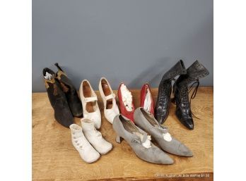 Lot Of Six (6) Pairs Of Women's And Children's Shoes From 19th And 20th Century