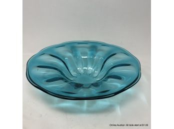 Teal Glass 12' Bowl With Stand