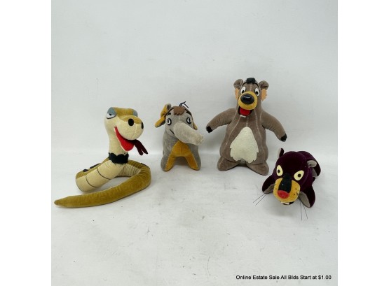 Vintage 1966 Plush Baloo, Bagheera, Kaa, And Hathai Walt Disney Jungle Book Stuffed Animal Toy