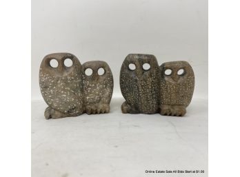 Pair Of Stone Carved Owls