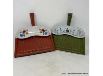 Two (2) Vintage Tin Dustpans One (1) Signed M. Taber