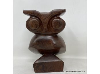 Vintage Mid Century Carved Ironwood Owl