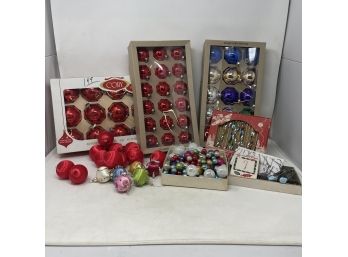 Vinatage Glass & Satin Ball Ornaments, Ornament Hangers And More