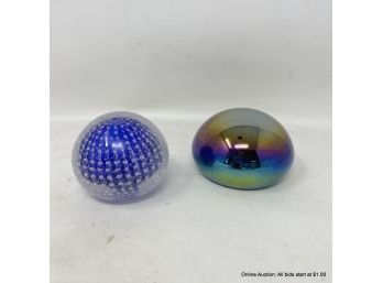 Two (2) Art Glass Paperweights