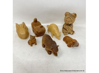 Lot Of Seven (7) Carved Wooden Animals