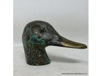Bronze Mallard Duck Head Signed ASB