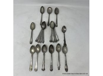 Twenty (20) Misc. Nickel Silver, Silver Plated Spoons