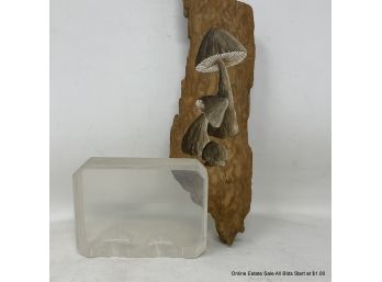 Wood And Acrylic Mushroom Art