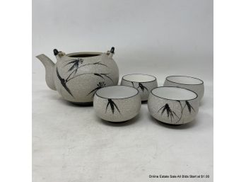 Ceramic Tea Set With Black Bamboo Design