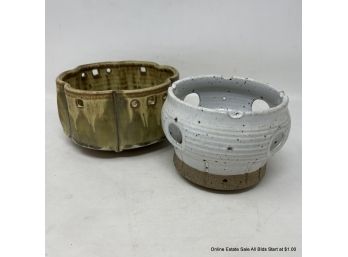 Hand Thrown Ceramic Candle Holder And Bowl