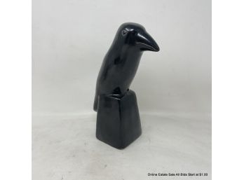 Vintage Pigeon Forge Pottery 9' Black Bird Signed D. Ferguson