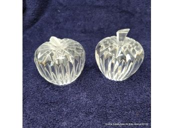 Two 3.25' Tall Waterford Crystal Apples