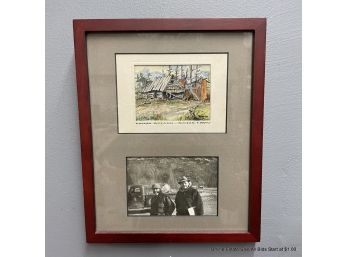 Vic Sparks 'old Cabin Dyea Alaska' Miniature Watercolor With Photo And Artist Info