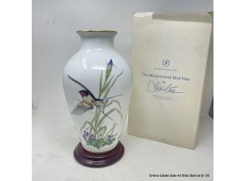 1980 Franklin Porcelain The Meadowland Bird Vase By Basil Ede 11.5' Limited Edition With Box